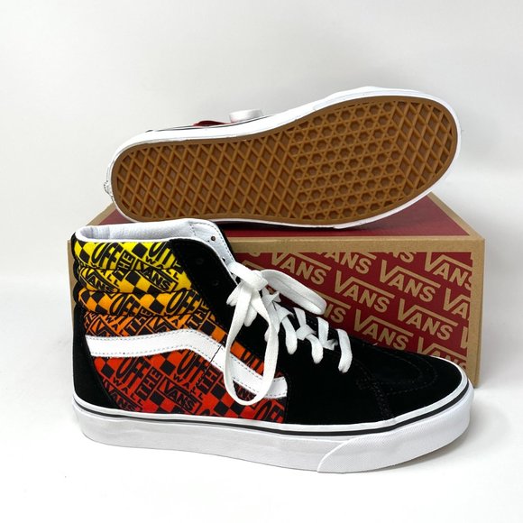VANS Sk8-HI Logo Flame Suede Canvas Black Skate Shoes Women's Size VN0A4U3C2N5 - Picture 2 of 9